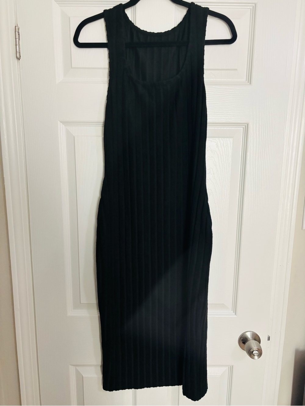 SHEIN Black Ribbed Sleeveless Midi Dress